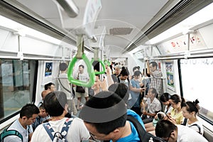 Crowded Chinese metro
