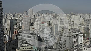 Crowded city residence aerial view. Cityscape background.