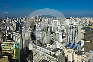 Crowded city residence aerial view. Cityscape background.