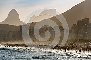 Crowded Copacabana Beach in Rio de Janeiro