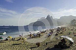 Crowded Ipanema Beach in Rio de Janeiro on a Sunny Day