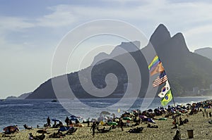 Crowded Ipanema Beach in Rio de Janeiro on a Sunny Day