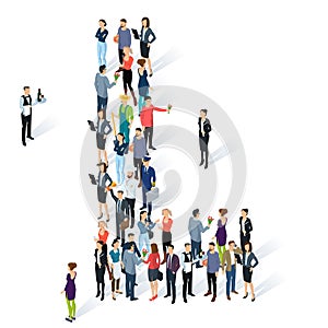 Crowded isometric people alphabet photo