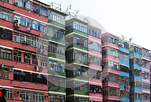 Crowded and old asian housing