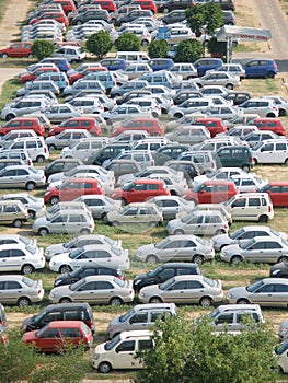 Crowded parking lot