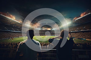 Crowded people watching football match in stadium Ai generated