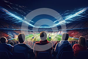 Crowded people watching football match in stadium Ai generated