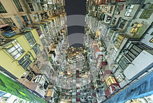 Crowded residential building in Hong Kong city