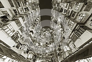 Crowded residential building in Hong Kong city