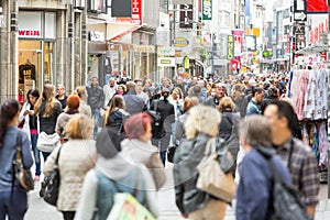 Crowded shopping street in Cologne