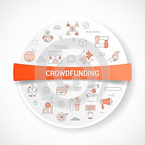 crowdfunding concept with icon concept with round or circle shape for badge