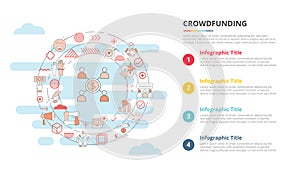 crowdfunding concept for infographic template banner with four point list information