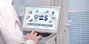 Crowdfunding concept on a laptop screen