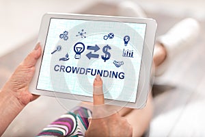 Crowdfunding concept on a tablet