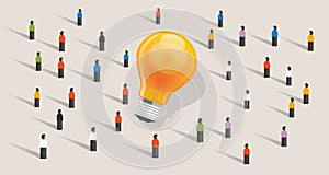 Crowdfunding crowd-sourcing big ides bulb community of people together standing together photo
