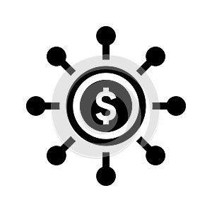 Crowdfunding, crowdfund, revenue icon. Black vector graphics photo