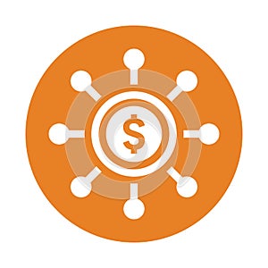 Crowdfunding, crowdfund, revenue icon. Orange color vector EPS photo