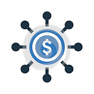 Crowdfunding, crowdfund, revenue icon. Simple editable vector illustration photo