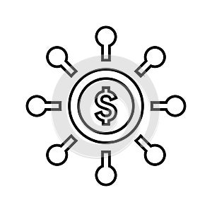 Crowdfunding, crowdfund, revenue outline icon. Line art vector photo