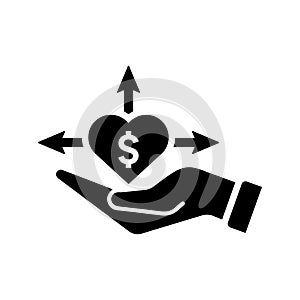 Crowdfunding, donation icon. Black vector graphics