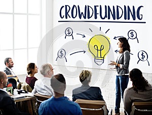 Crowdfunding Money Business Bulb Graphic Concept