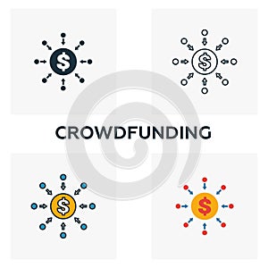 Crowdfunding outline icon. Thin line element from crowdfunding icons collection. UI and UX. Pixel perfect crowdfunding icon for