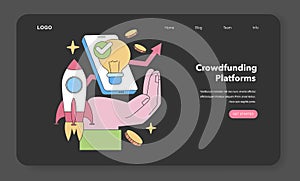 Crowdfunding Platforms concept. Flat vector illustration
