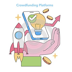 Crowdfunding Platforms concept. Flat vector illustration