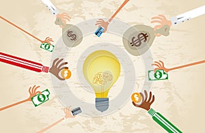 Crowdfunding to light bulb idea.