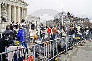 Crowds of mourners and media in front of the Supreme Court building where late Justice Antonin Scalia lays in repose