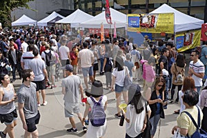 People enjoying the food the Nikkei Matsuri Japanese festival, Burnaby, BC