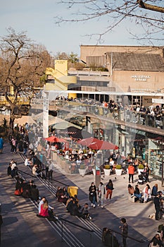 Crowds of people at Southbank centre embankment after the lockdown over