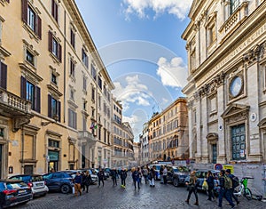 Crowdy street Via dei Giubbonari in Rome, Italy