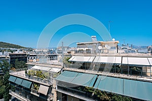 Crowed buildings and city skyline in Athens, Greece