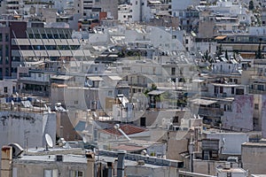 Crowed buildings and city skyline in Athens, Greece