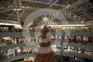 Crowed shopping mall Galleria holiday