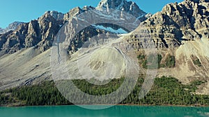 Crowfoot Mountain in autumn with snow as seen from Bow Lake