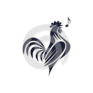 Crowing rooster as logo design