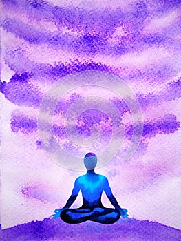 Crown ckakra mind spiritual meditation human yoga abstract art watercolor painting illustration design drawing