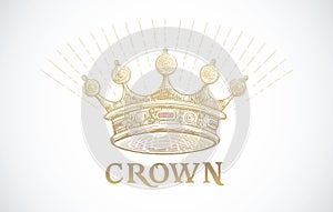 Crown drawn in an engraving style, conditional (symbolic) illustration of the crown.