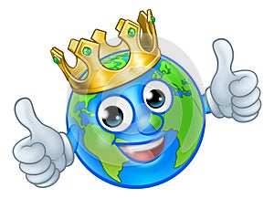 Crown Earth Globe World Mascot Cartoon Character