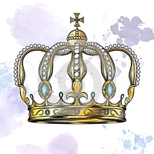 Crown in engraving style