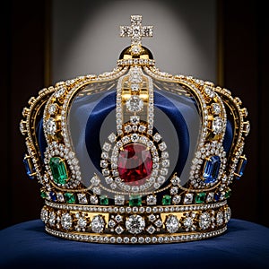 Crown featuring a rich gold framework adorned with an array of