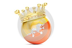 Crown with flag of Kingdom of Bhutan, 3D rendering