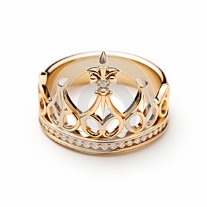 Crown Gold Ring With Diamonds - High-key Lighting Inspired Design