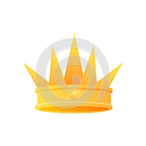 Crown golden game vector Award icon for leader or winner King or monarch, queen or princess tiara, prince headdress 3D