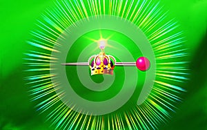 A crown in a green background.