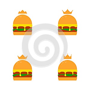 Crown hamburger illustration design template vector for restaurant logo etc