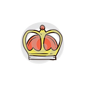 Crown icon and background with flat design