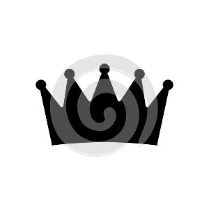 Crown icon. Black silhouette crown isolated on white background. Symbol king and queen for design prints. Royal attribute